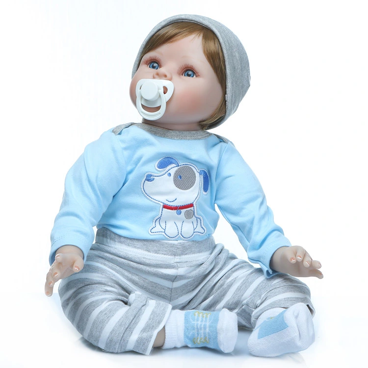 Handmade Silicone Vinyl Reborn Baby Boy 22′′/55 Cm Lifelike Babies Doll with Lovely Clothing Kids Birthday Xmas Gift