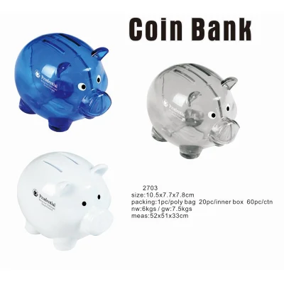Caja plástica de monedas con forma de cerdo, hucha de regalo promocional